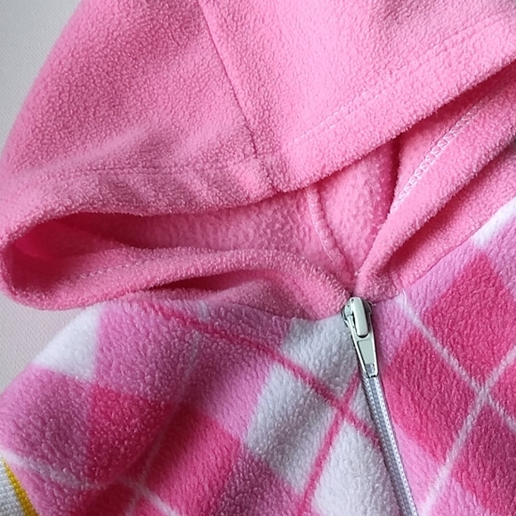 Vintage Pink Argyle Elephant Fleece Vest - Picture 4 of 15